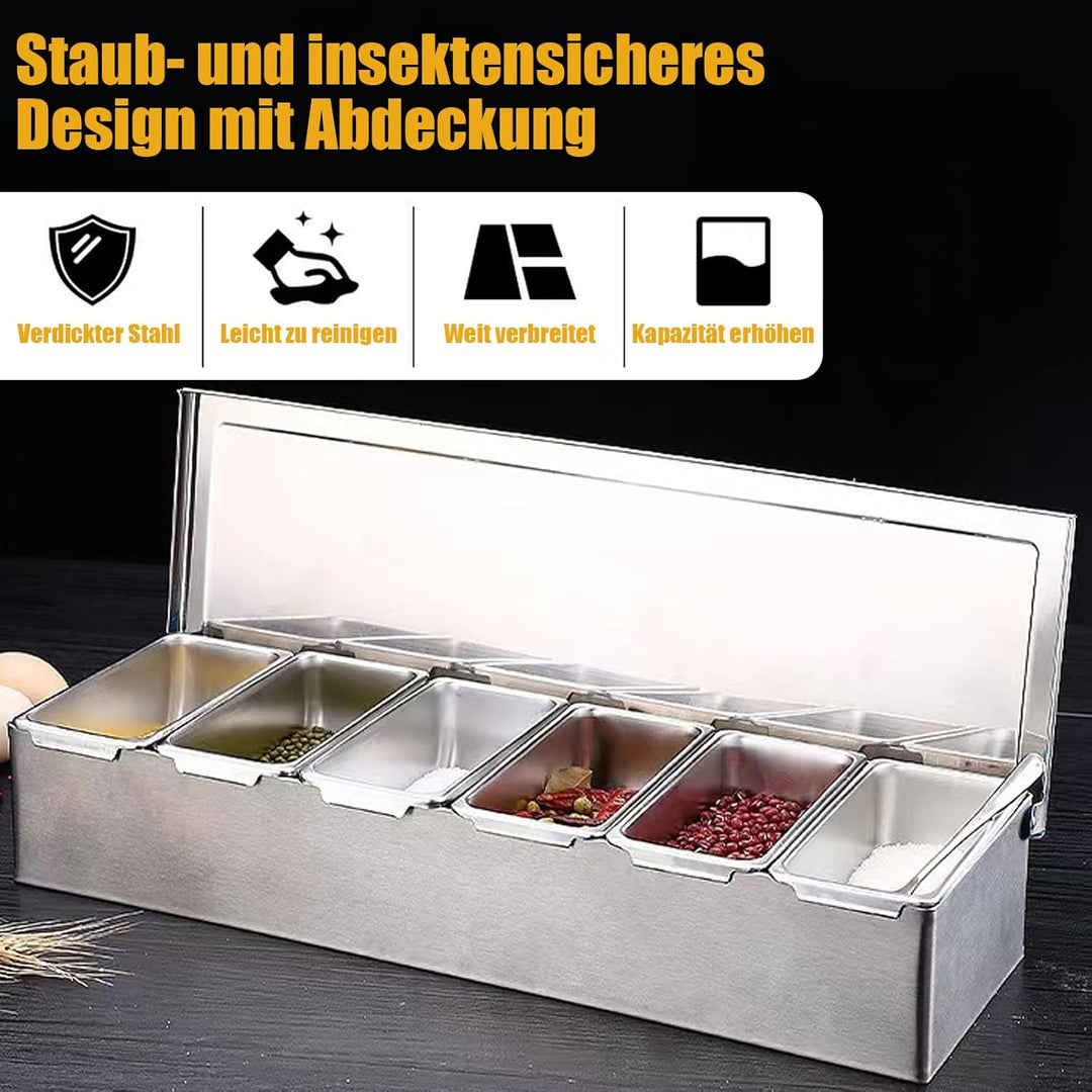 Zutatenbehälter mit Deckel und Löffel, Gewürzbox Beilagenbehälter Zutatenbehälter, Barbehälter, Pizz