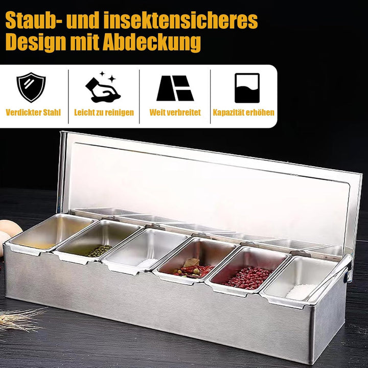 Zutatenbehälter mit Deckel und Löffel, Gewürzbox Beilagenbehälter Zutatenbehälter, Barbehälter, Pizz