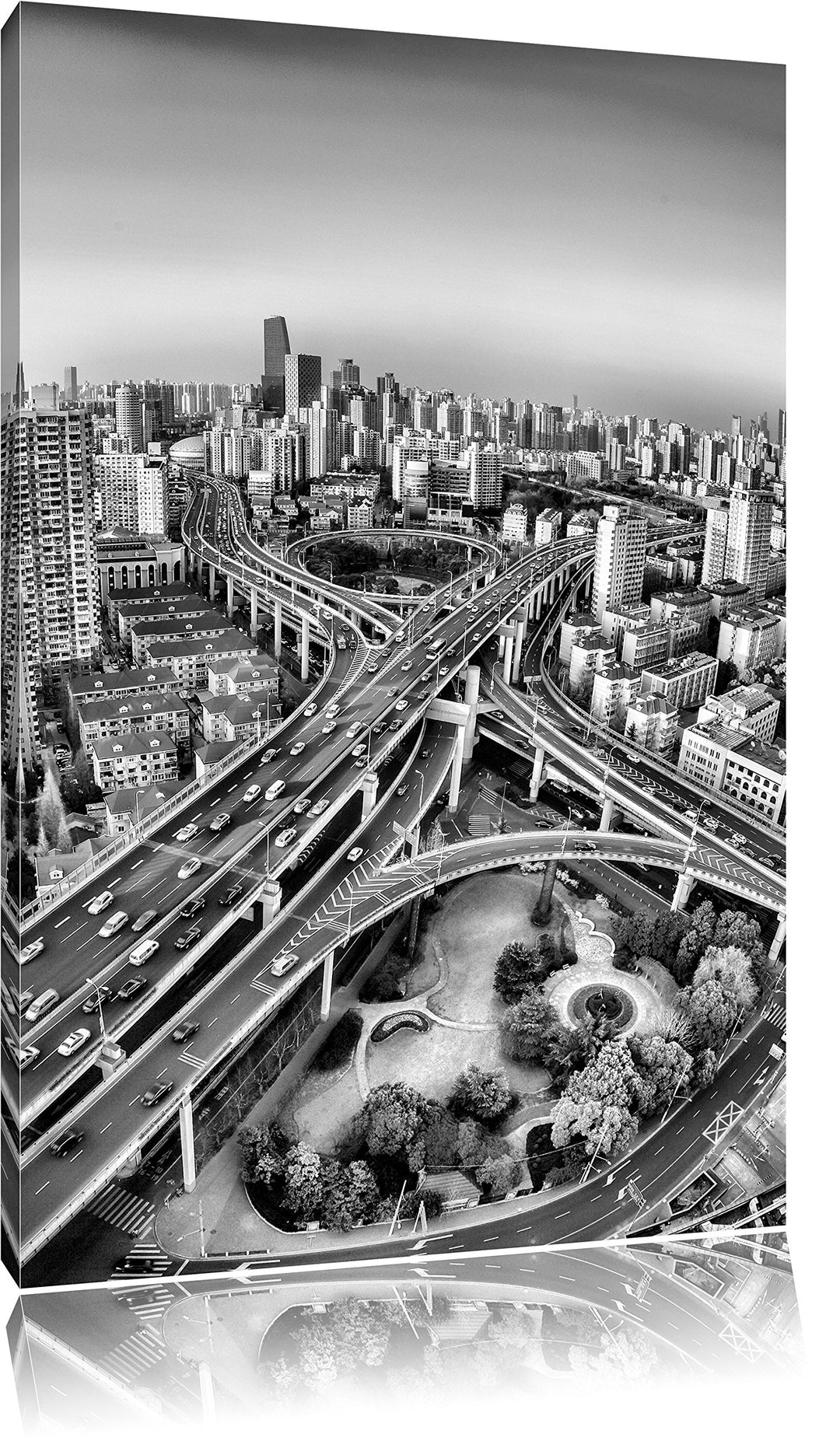 Pixxprint Blick auf Autobahn als Leinwandbild/Grösse: 100x70 / Wandbild/Kunstdruck/fertig bespannt,