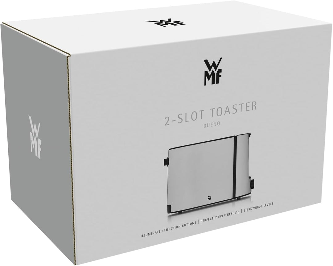 WMF Bueno Pro Toaster Edelstahl, Doppelschlitz Toaster mit Brötchenaufsatz, 2 Scheiben, 6 Bräunungss