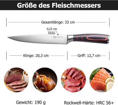 PAUDIN Fleischmesser Kochmesser, Klingenlänge 20 cm Küchenmesser Messer Chefmesser Allzweckmesser, U