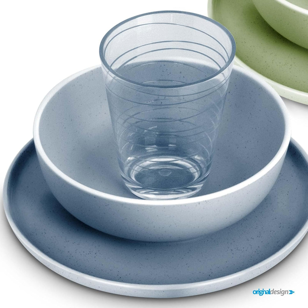 BRUNNER: Melamin Geschirr-Set Camping | 16-Teilig - Teller & Kaffe-Becher für 2-4 Personen | DOLOMIT