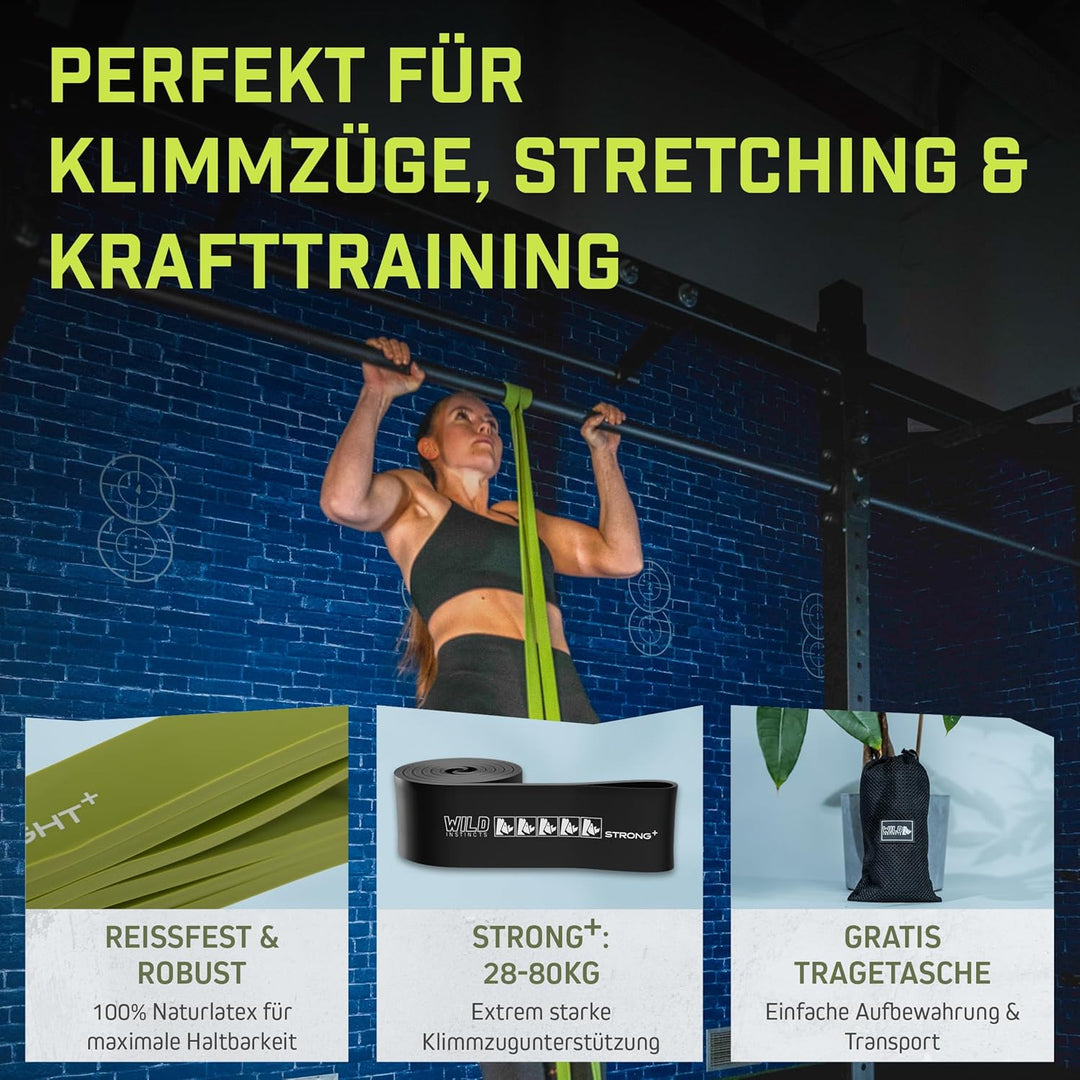 Wild Instincts® Premium Widerstandsbänder Krafttraining/Pull Up Band für Klimmzüge, Fitnessbänder Se