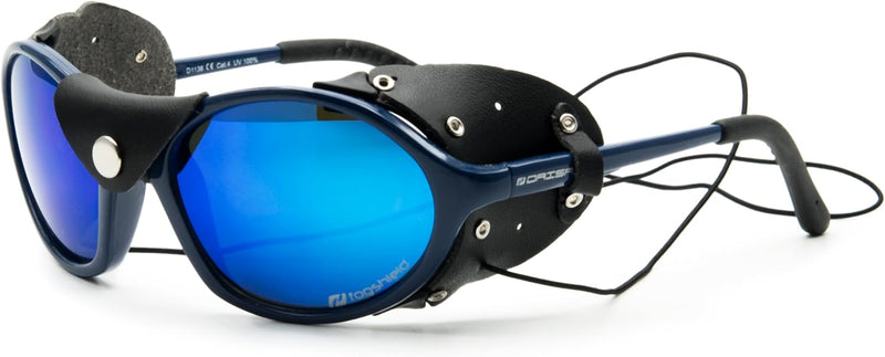 Daisan schwarze Gletscherbrille Bergsteigerbrille Sonnenbrille mit Kat. 4 Gläser 100% UV Schutz Blau