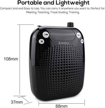 Stimmverstärker mit Mikrofon Tragbarer Sprachverstärker SHIDU S611 Mini-Lautsprecher mit UHF drahtlo