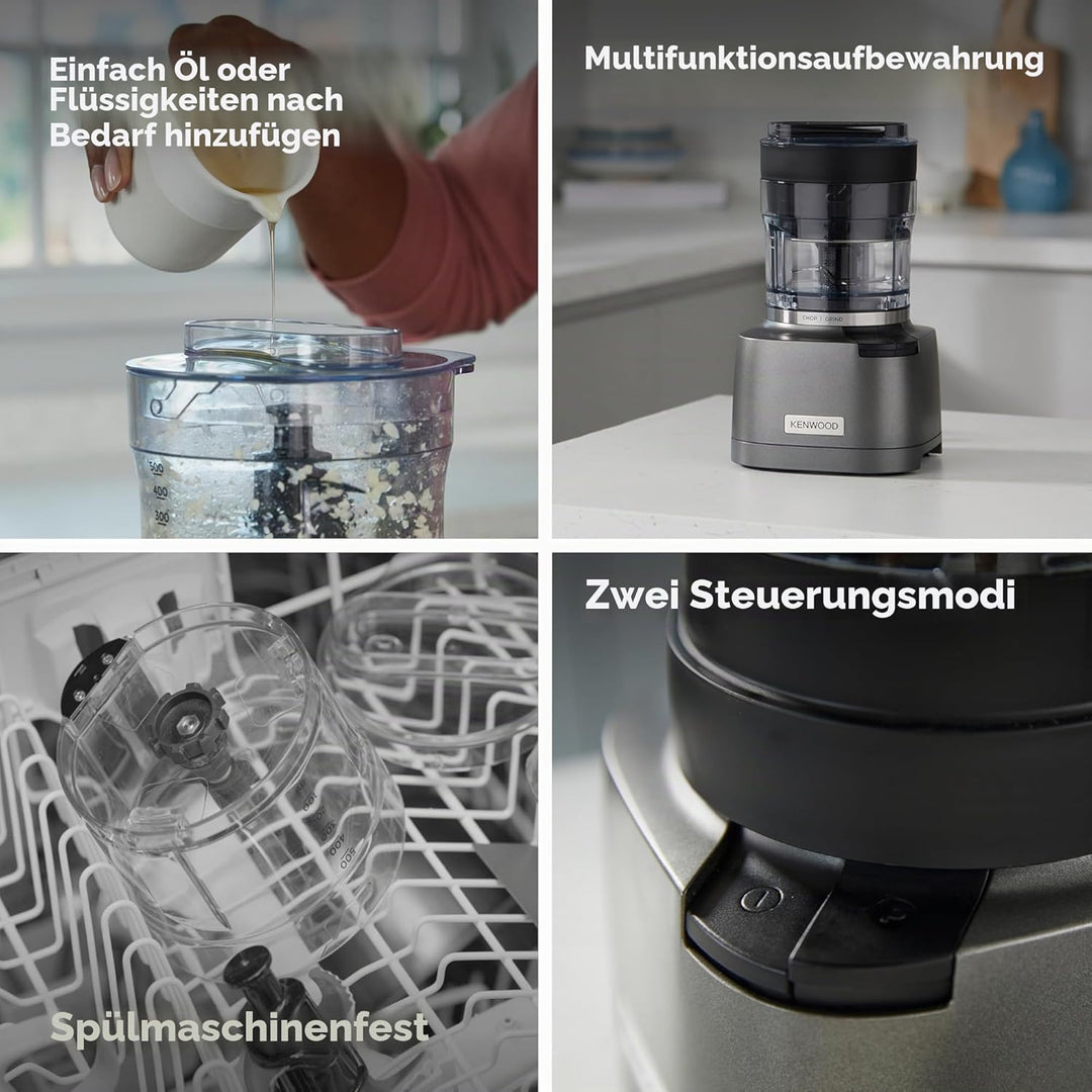 Kenwood Duo Prep 2-in-1 CHP80.000SI Multi-Zerkleinerer & Mahler, Quadblade-Klingen, Hochgeschwindigk