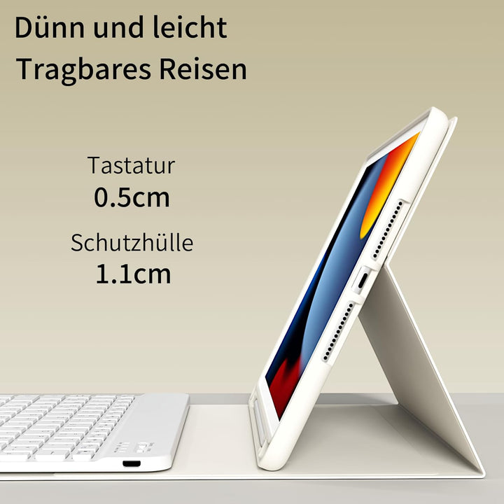 Tastatur Hülle für iPad 10,2 Zoll 9. 8. 7. Generation 2021 2020 2019, Abnehmbarer Bluetooth QWERTZ K