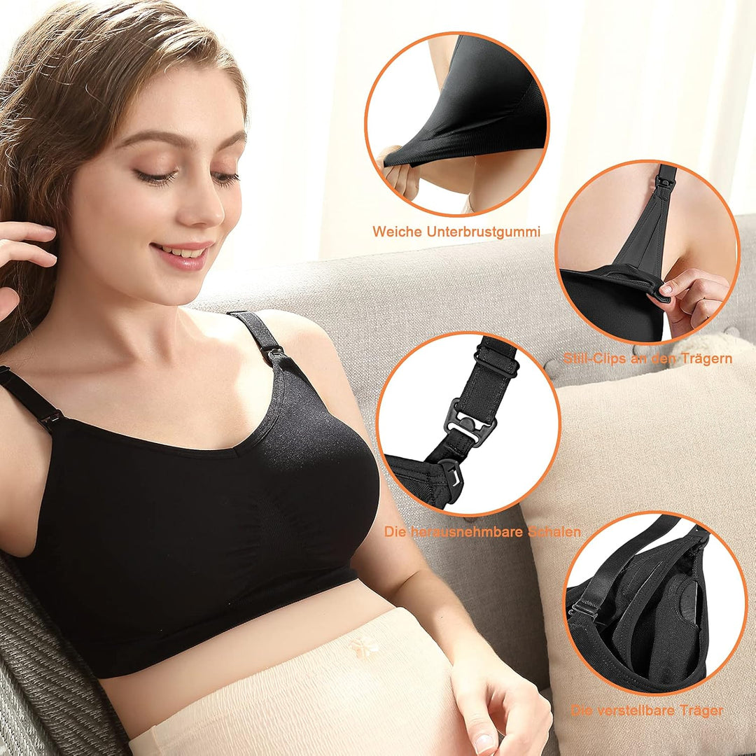 iloveSIA® Abpumpen BH Pump BH Ohne Bügel Milchpumpe BH Nursing Bra Pump Still BH XXL Farbe Schwarz+s