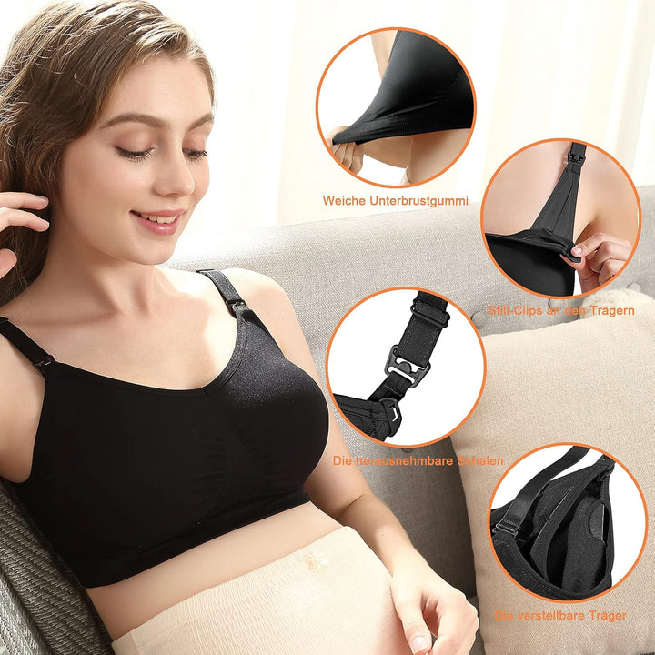 iloveSIA® Abpumpen BH Pump BH Ohne Bügel Milchpumpe BH Nursing Bra Pump Still BH XXL Farbe Schwarz+s