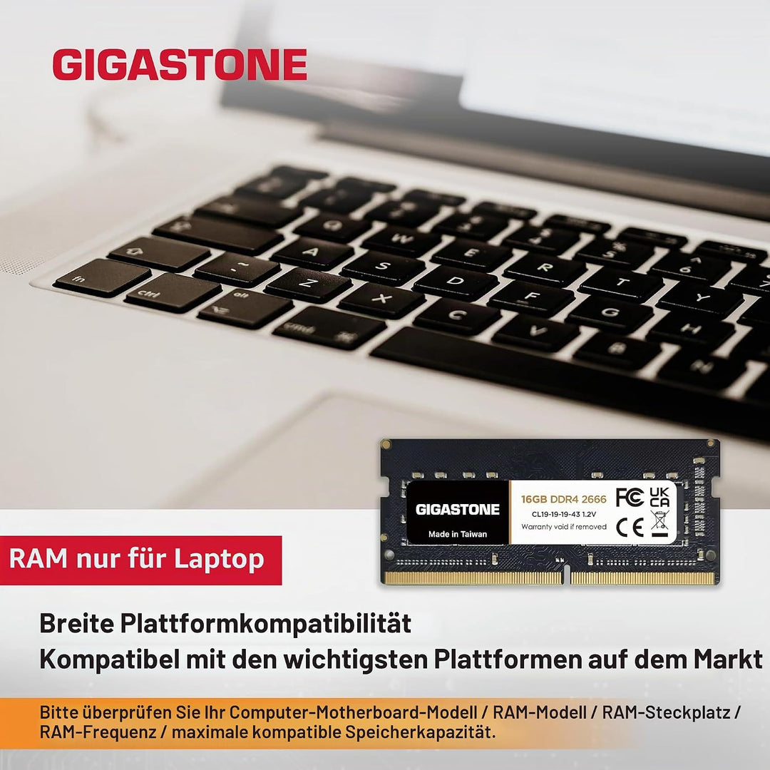 [DDR4 RAM] Gigastone Laptop RAM 16GB DDR4 Ram 16GB DDR4-2666MHz PC4-21300 CL19 1.2V SODIMM 260 Pin/P