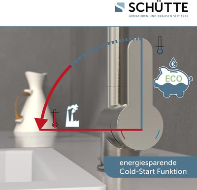 SCHÜTTE 79729 LONDON Niederdruck-Küchenarmatur in Edelstahl mit ausziehbarer Geschirrbrause, 360 Gra