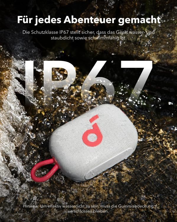 soundcore Select 4 Go Bluetooth Lautsprecher, ultraportabel, bis zu 20h Wiedergabe, IP67 Wasser- und