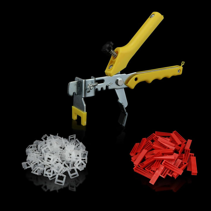 MIVIDE Fliesen Nivelliersystem, 3mm Fugenbreite Verlegehilfe 500 Laschen + 100 Keile + 1 Fliesenverl