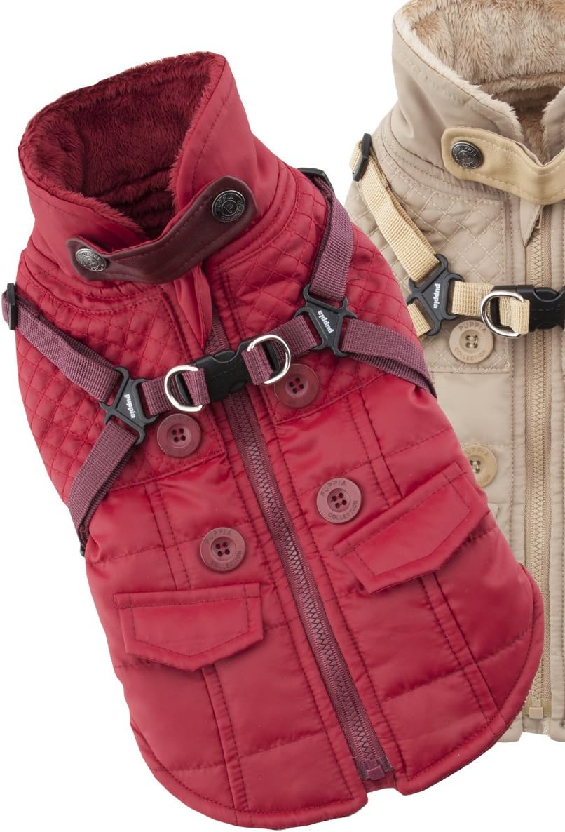 Puppia PAQD-VT1463 Wilkes, Wintermantel, L, rot Rot L Klassisch, Rot L Klassisch