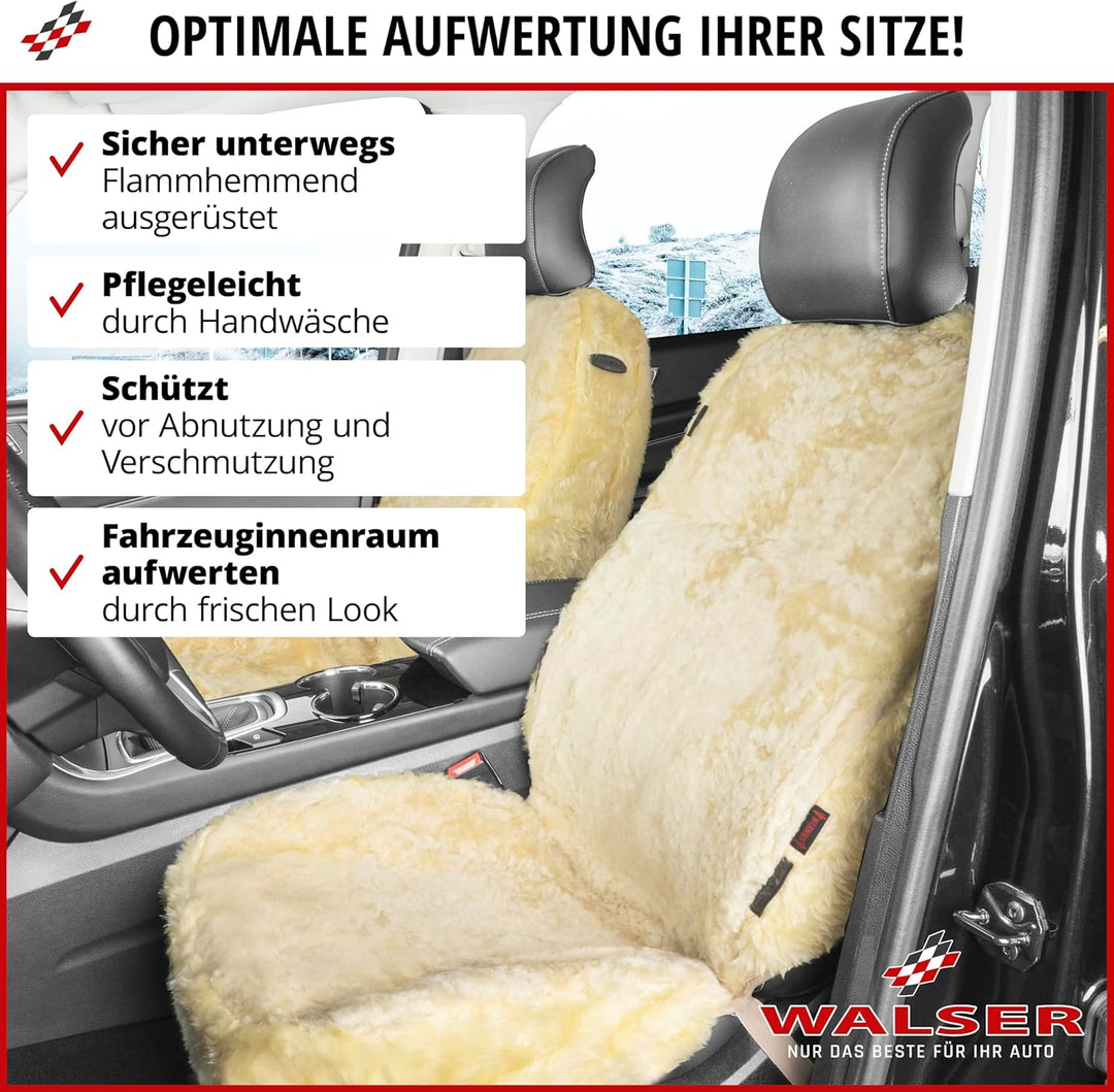 Walser Lammfell Sitzbezug für Auto Trish, Auszeichnung Sehr Gut* Lammfell Autositzbezug, 100% Autosi