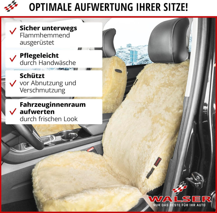 Walser Lammfell Sitzbezug für Auto Trish, Auszeichnung Sehr Gut* Lammfell Autositzbezug, 100% Autosi