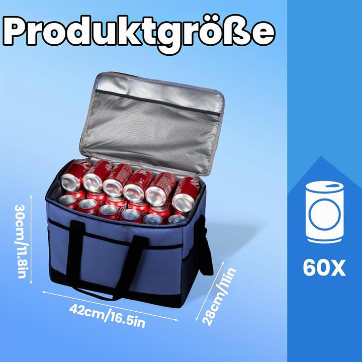 35L Gross Outdoor Kühltasche Faltbar, 60 Can Kühltasche Thermotasche Isoliertasche für Getränke &amp; Ge