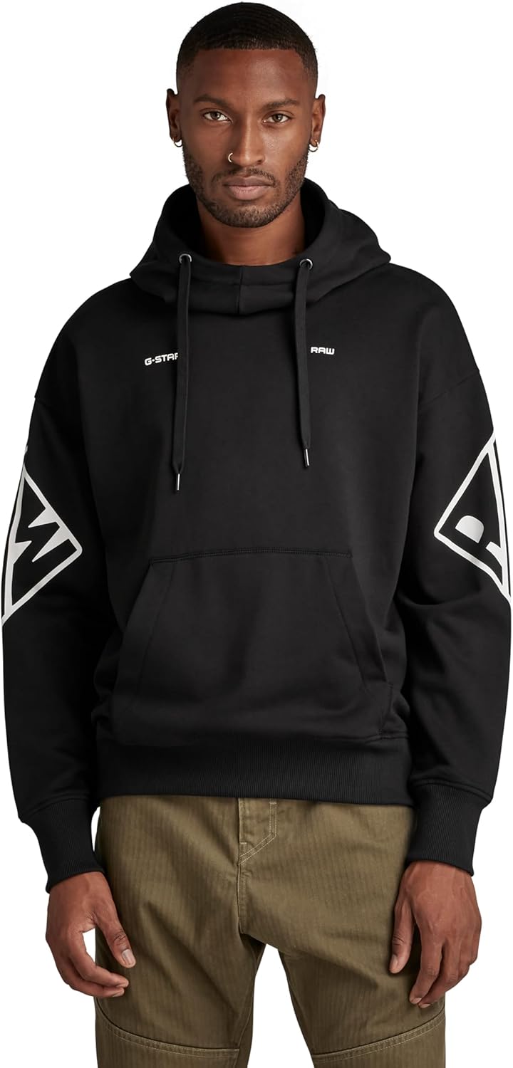 G-STAR Herren Sleeve Graphics Oversized Hoodie Sweats XS Schwarz (Dk Black D22321-a613-6484), XS Sch