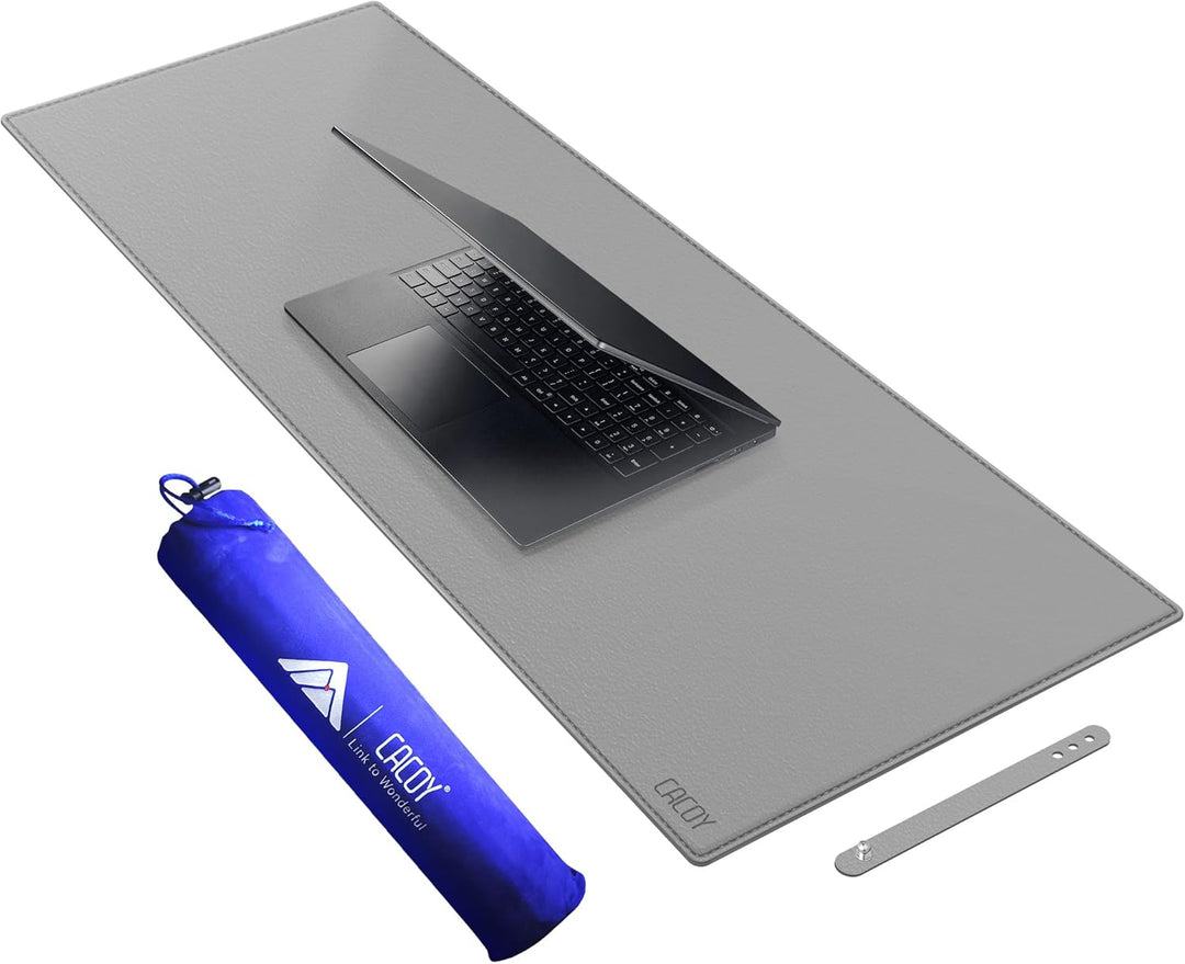 Cacoy Verlängerter PU Leder Mauspad, 100x40cm Grosse Büro Schreibtischunterlage aus Leder, Gaming Sc