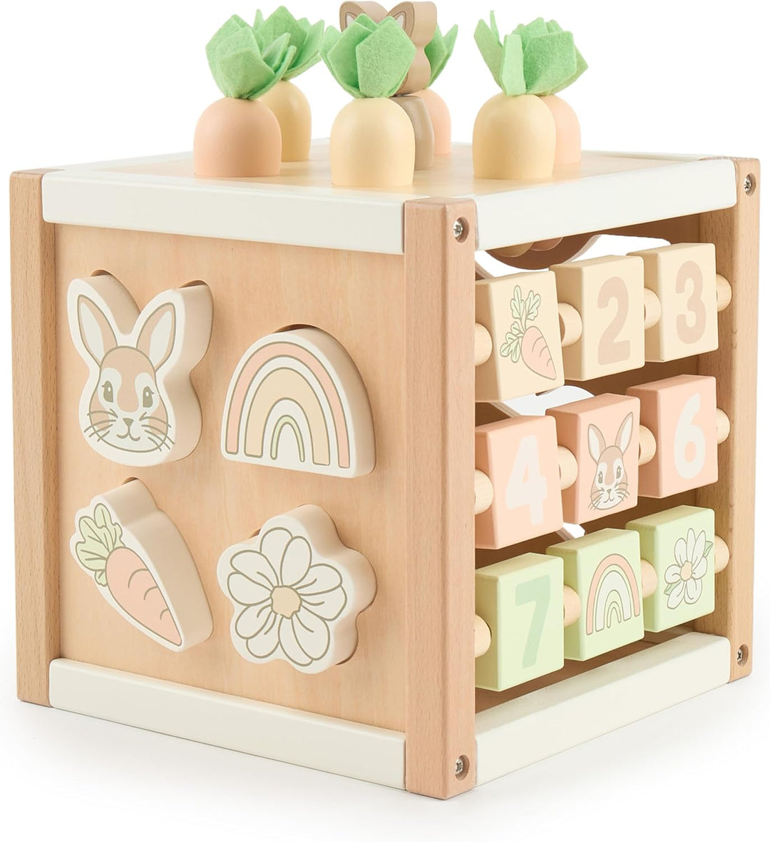 Bieco Motorikwürfel Hase Fine XXL nachhaltiges Holz FSC® | Spielwürfel Baby | Motorikwürfel ab 1 Jah