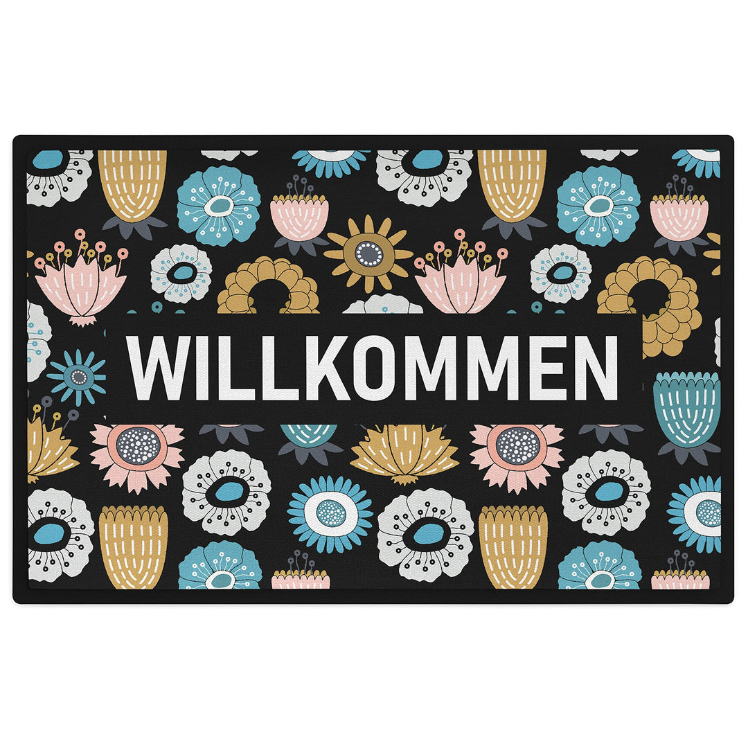 Trendation - Willkommen Fussmatte Grafik Schmutzfangmatte Geschenk Aussen Innenbereich 60x40 cm Wasc