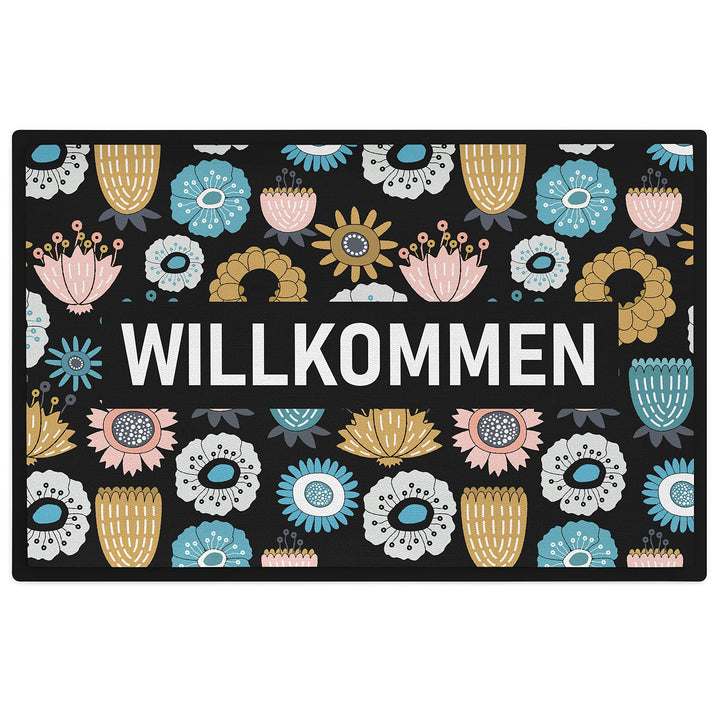 Trendation - Willkommen Fussmatte Grafik Schmutzfangmatte Geschenk Aussen Innenbereich 60x40 cm Wasc