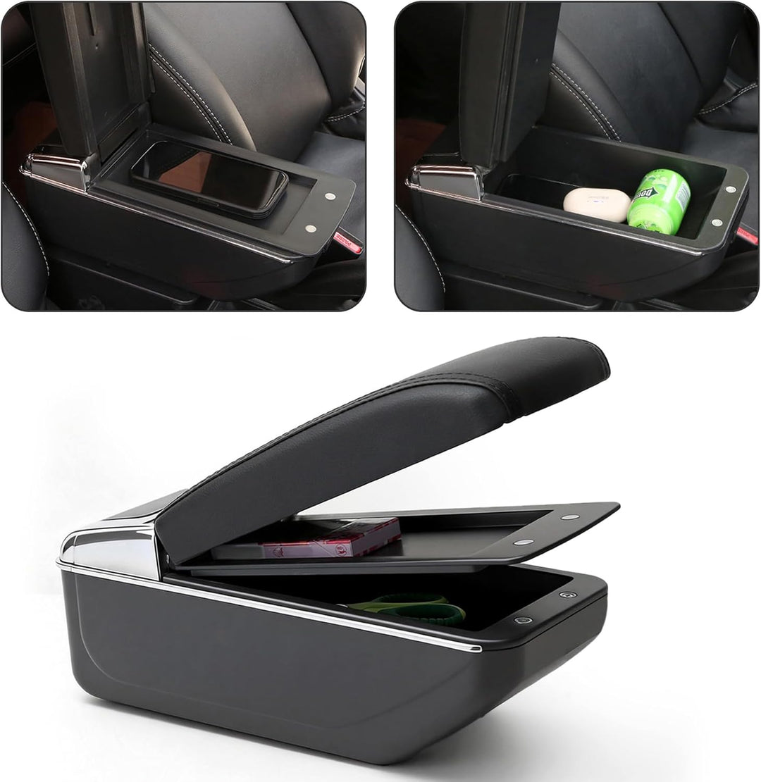 Auto Armlehnen für Corsa D 2006-2014 Doppelschicht Mittelkonsole Grosse Aufbewahrungsbox Schwarze Nä