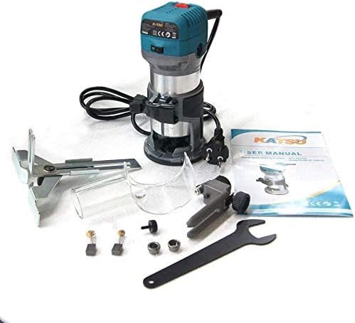 KATSU Electric Hand Holz Oberfräse Kantenfräse 220V 710W + 3 Spannzangen 6mm, 8mm und