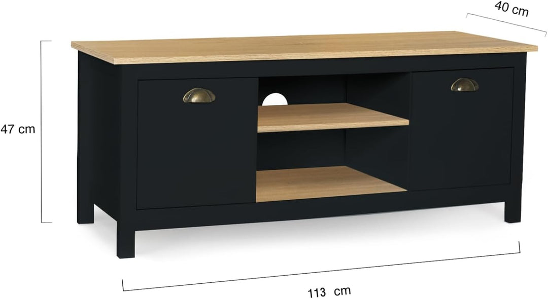IDMarket TV-Schrank, 113 cm, ISIS-Kampagne, Holz und Schwarz