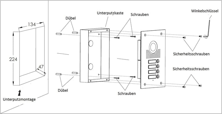 MATHFEL 2 Draht Bus IP Video Türsprechanlage 170 Grad Kamera, Aussenstation in Aluminium, Full HD Au