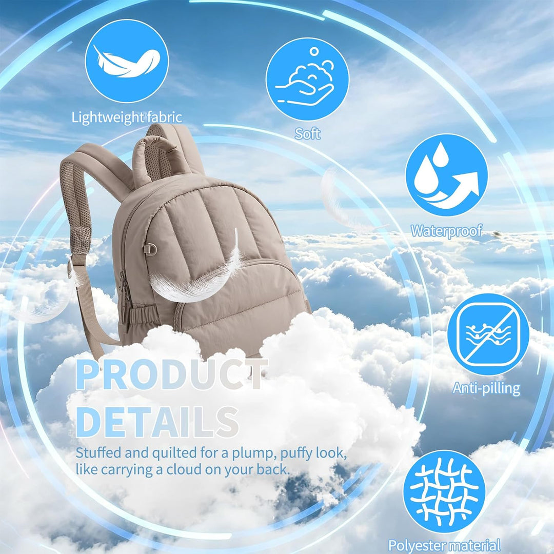 Rucksack Damen Klein,Leichte Puffer Cityrucksack Tagesrucksack | Puffer Laptop Rucksack Damen für 13