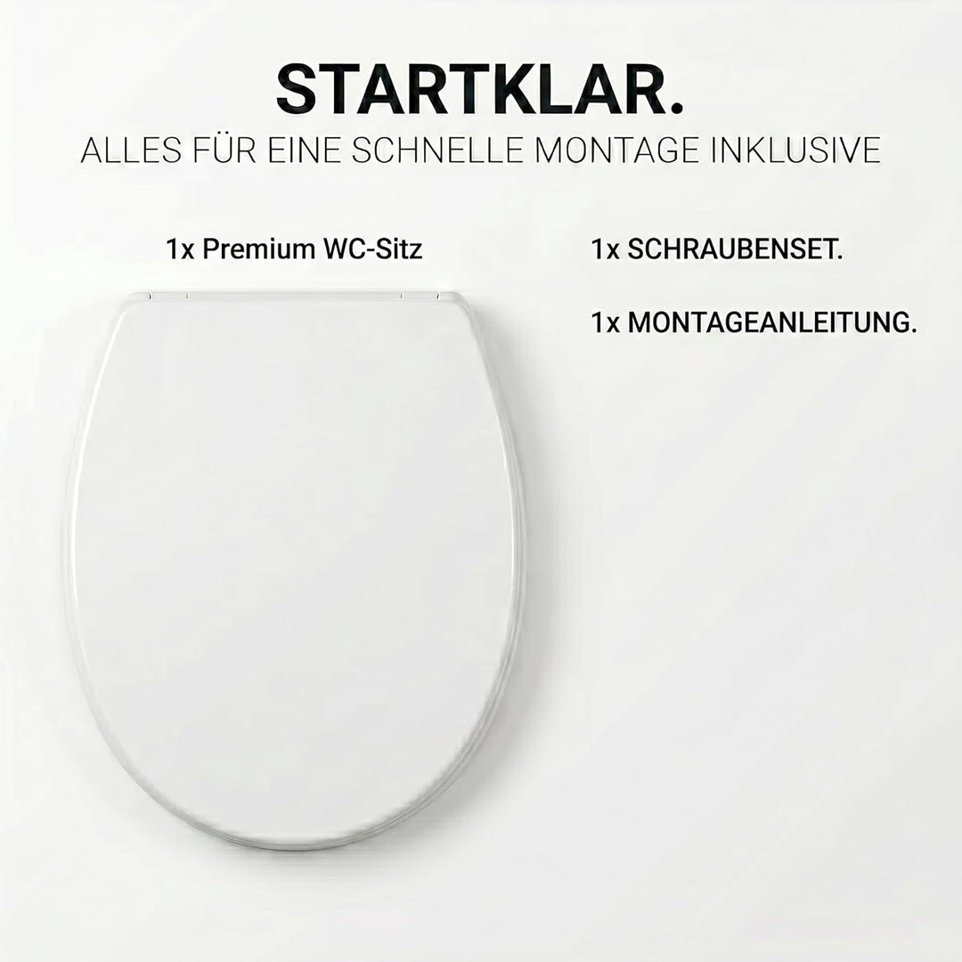 ONBEST WC-Sitz mit Absenkautomatik - D-Form Klodeckel aus weissem Duroplast - Abnehmbare Klobrille m