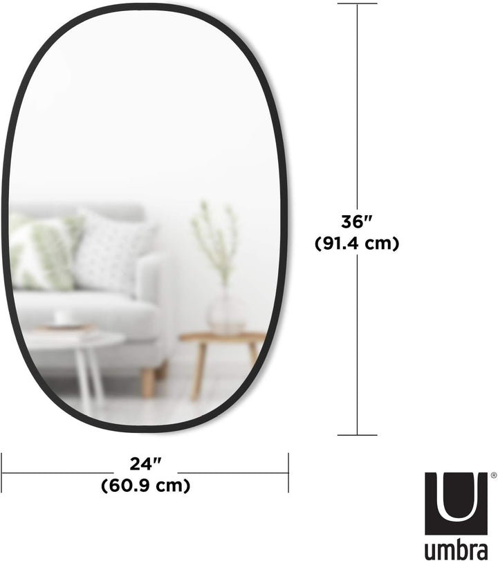 Umbra Hub Wandspiegel – Ovaler Spiegel für Diele, Badezimmer, Wohnzimmer und Mehr, Schwarz, 61x91 cm