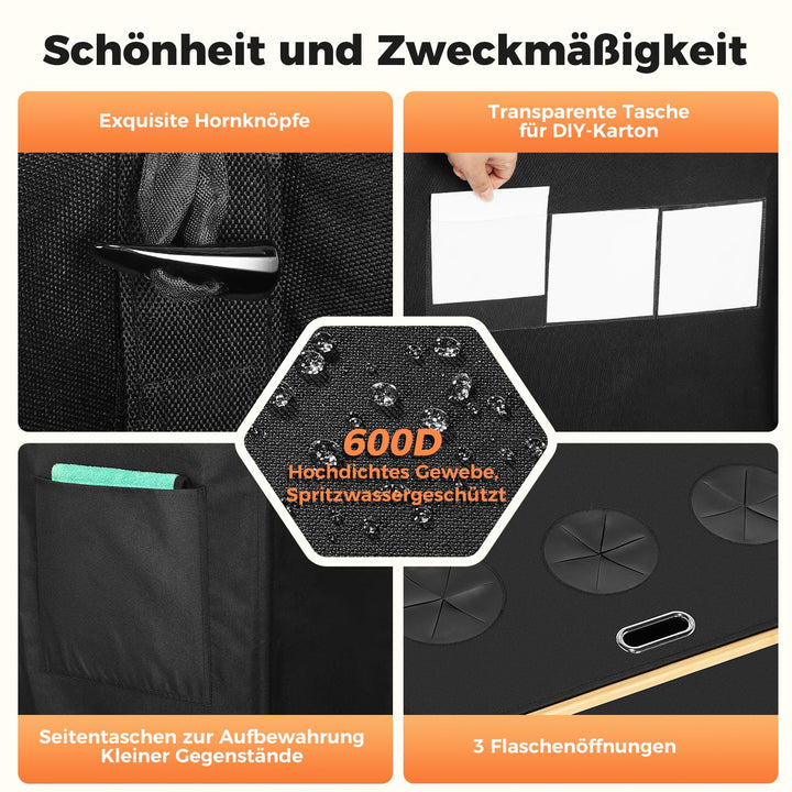 OUSFOT Pfandflaschen Sammelbehälter, 170L Schwarz Pfandflaschen 3 Fächer Leergut Sammelbehälter Pfan