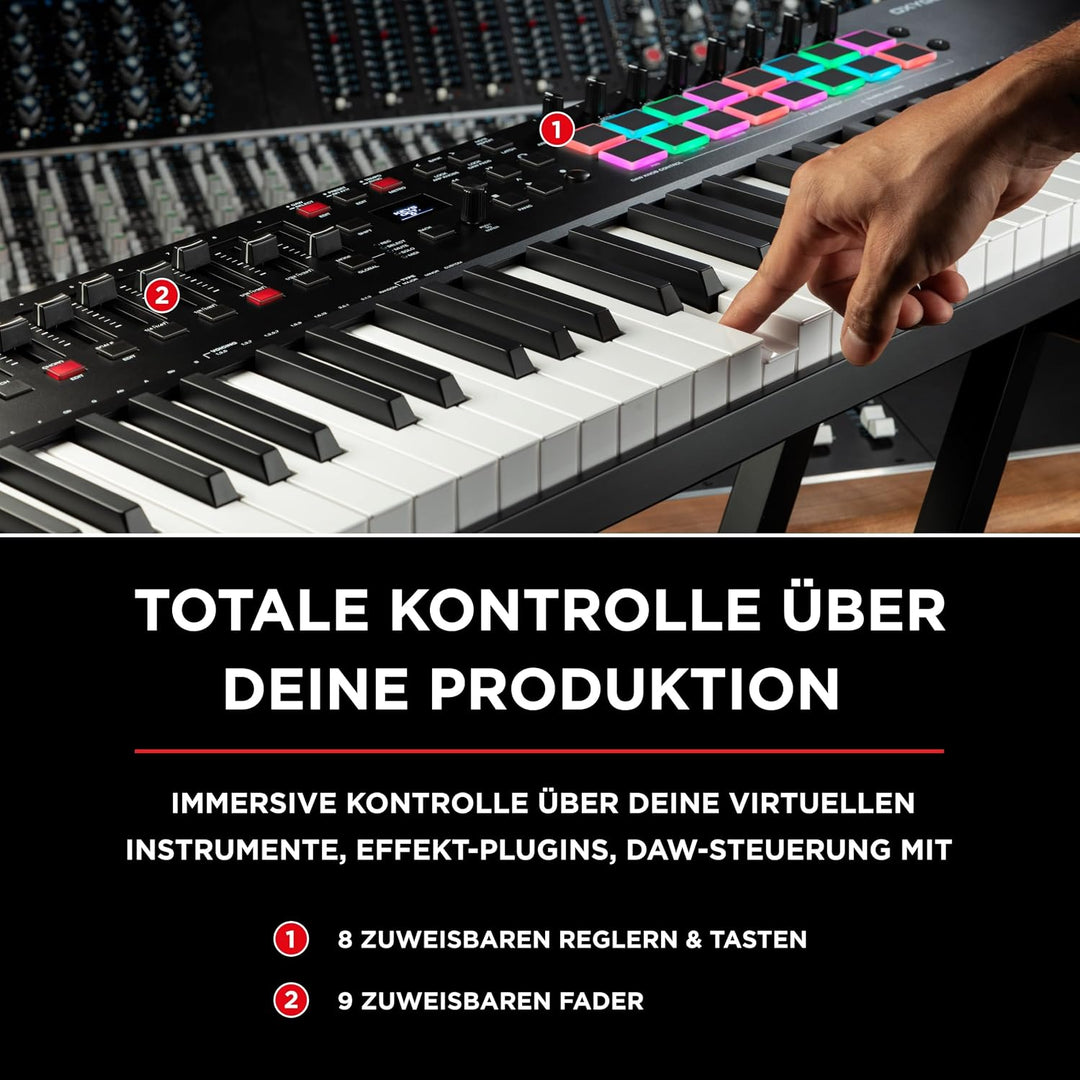 M-Audio Oxygen Pro 61 – 61-Tasten USB MIDI Keyboard Controller mit Beat Pads, MIDI-zuweisbaren Regle