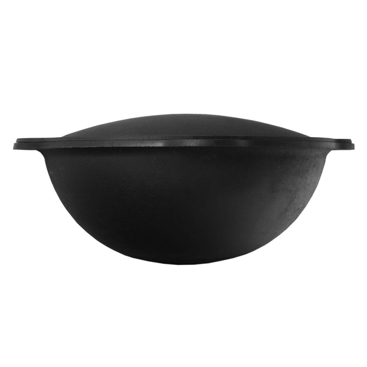 Gusseisen Kasan 12L rund NAMANGAN mit Deckel-Grillplatte Campingtopf Kazan WOK Kessel BBQ Asia Grill