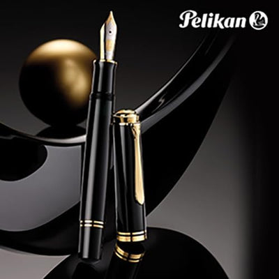 Pelikan Füllhalter Souverän 1000, Schwarz, Feder M (mittel), hochwertiger Kolbenfüller im Geschenk-E