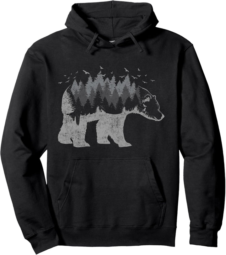 Vogelschwarm Braunbär Natur Grizzlybär Wald Tier Bär Pullover Hoodie