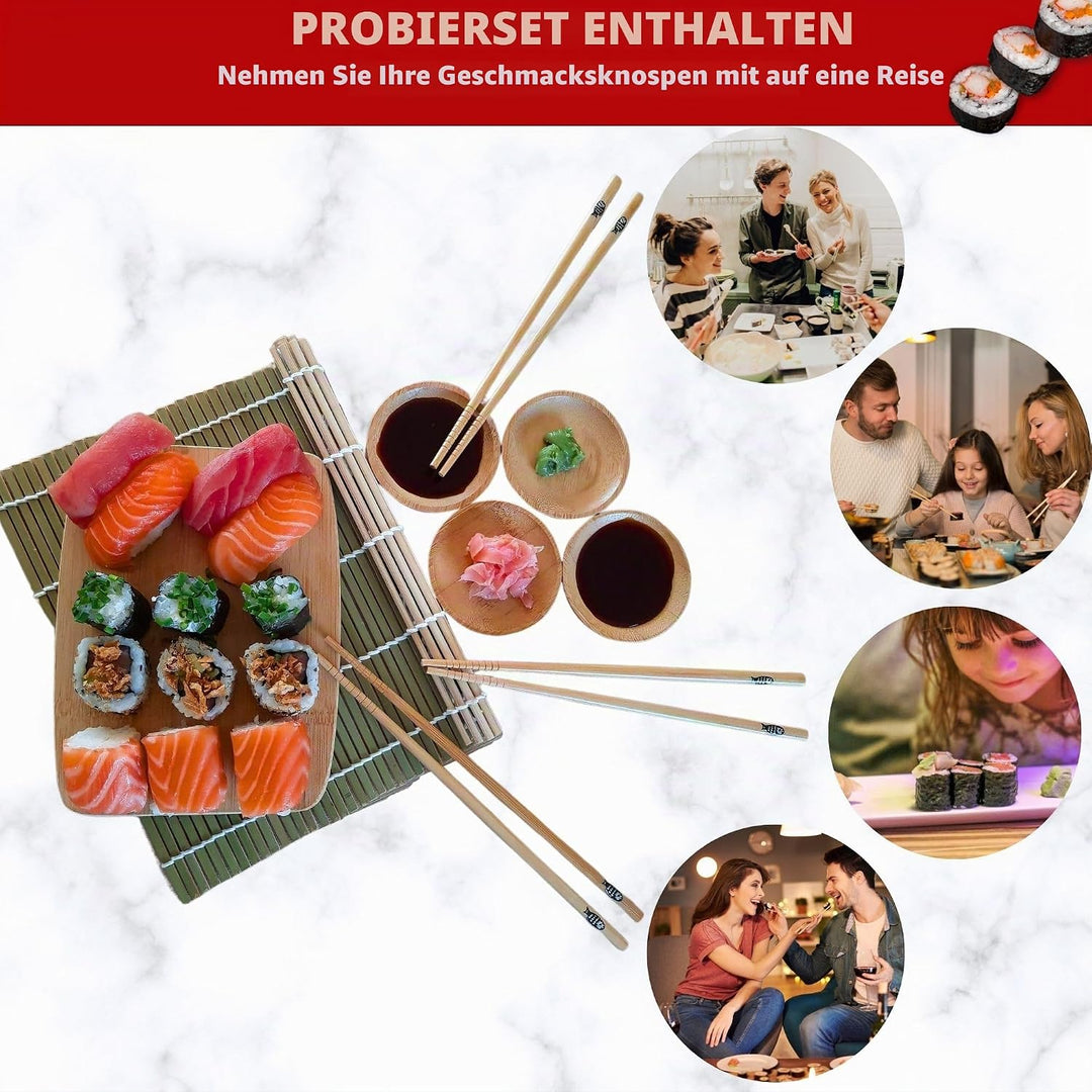 lisigoo Sushi maki maker Komplettset - Maki Maker Set - Maki Maker Set - Koffer mit Bambusmatte, Jap