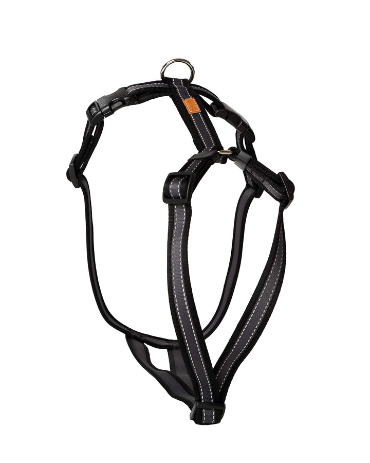 Feltmann Hundegeschirr - Soft-Grip, schwarz/Silber, Bauchumfang 55-75 cm, 20 mm Bandbreite 55-75 cm