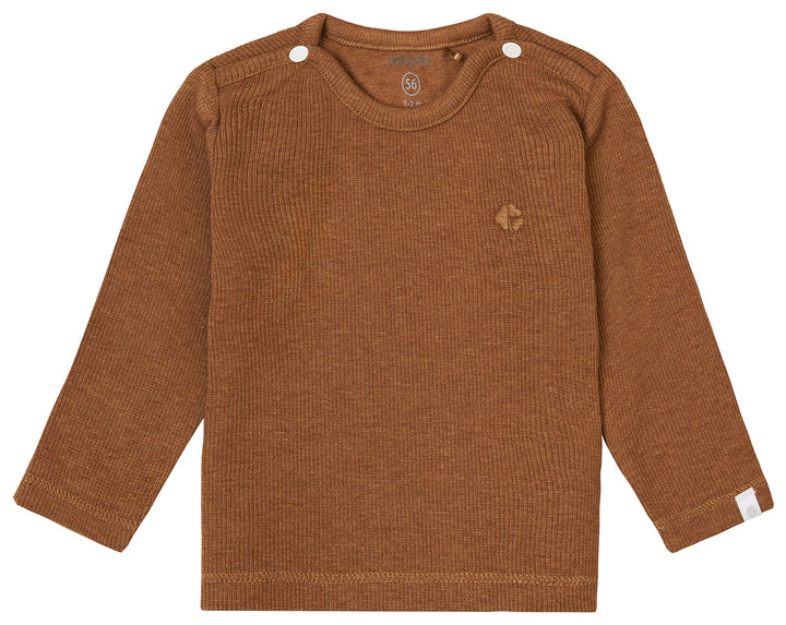 Noppies Unisex Baby U Tee Ls Rib Natal T-Shirt 56 Chipmunk Melange - N091, 56 Chipmunk Melange - N09