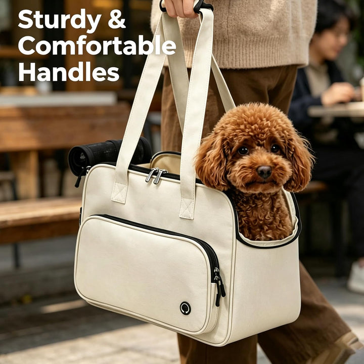 Hundetasche für Kleine Hunde und Katzen, Atmungsaktive Mesh Tragetasche mit Trageriemen, Tragetasche