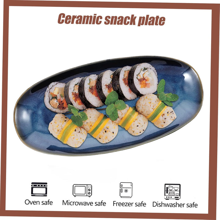 DOITOOL Keramik Tablett Gericht Sushi Platte Oval Keramik Schmuckstück Tablett Porzellan Schmuck Rin