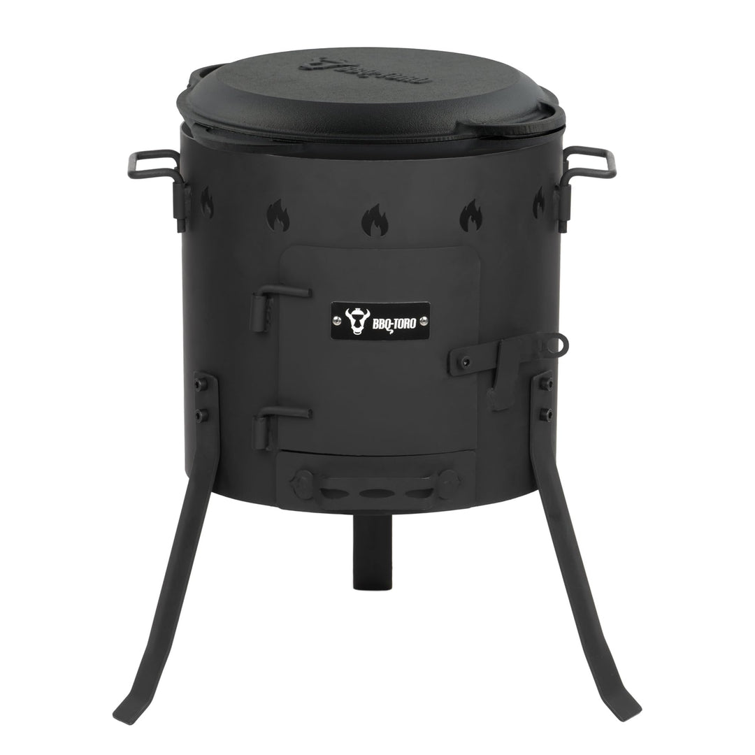 BBQ-Toro Gusseisen Kazan mit Kazan Ofen Ø 35 cm | 6,9 L Gusstopf mit Deckel, Gusseisentopf | Gulasch