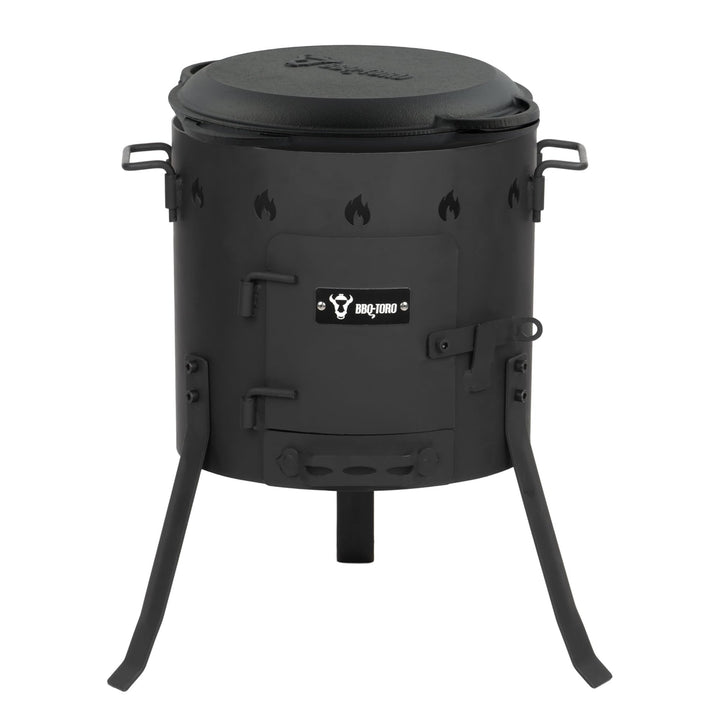 BBQ-Toro Gusseisen Kazan mit Kazan Ofen Ø 35 cm | 6,9 L Gusstopf mit Deckel, Gusseisentopf | Gulasch