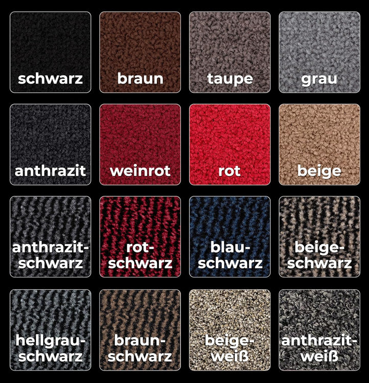 Jan Max Schmutzfangmatte - 8 Farben - Fussmatte mit 2900g/m2 PP Twisted Heatset Faser - 2,4l/m2 Feuc