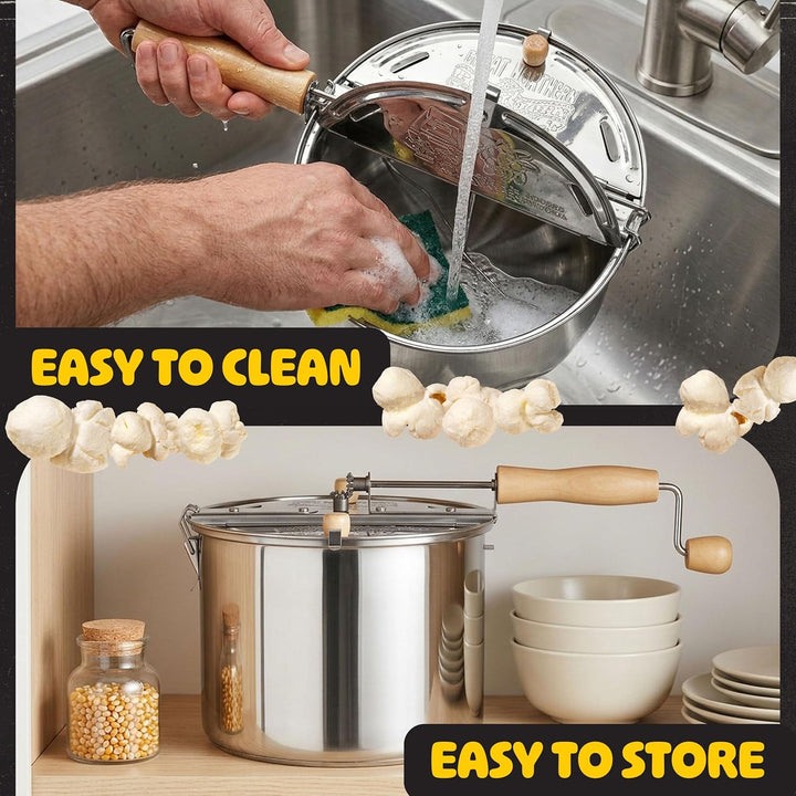 Great Northern Popcorn Original Edelstahl Herdplatte 6–1/2-quart Popcorn Popper