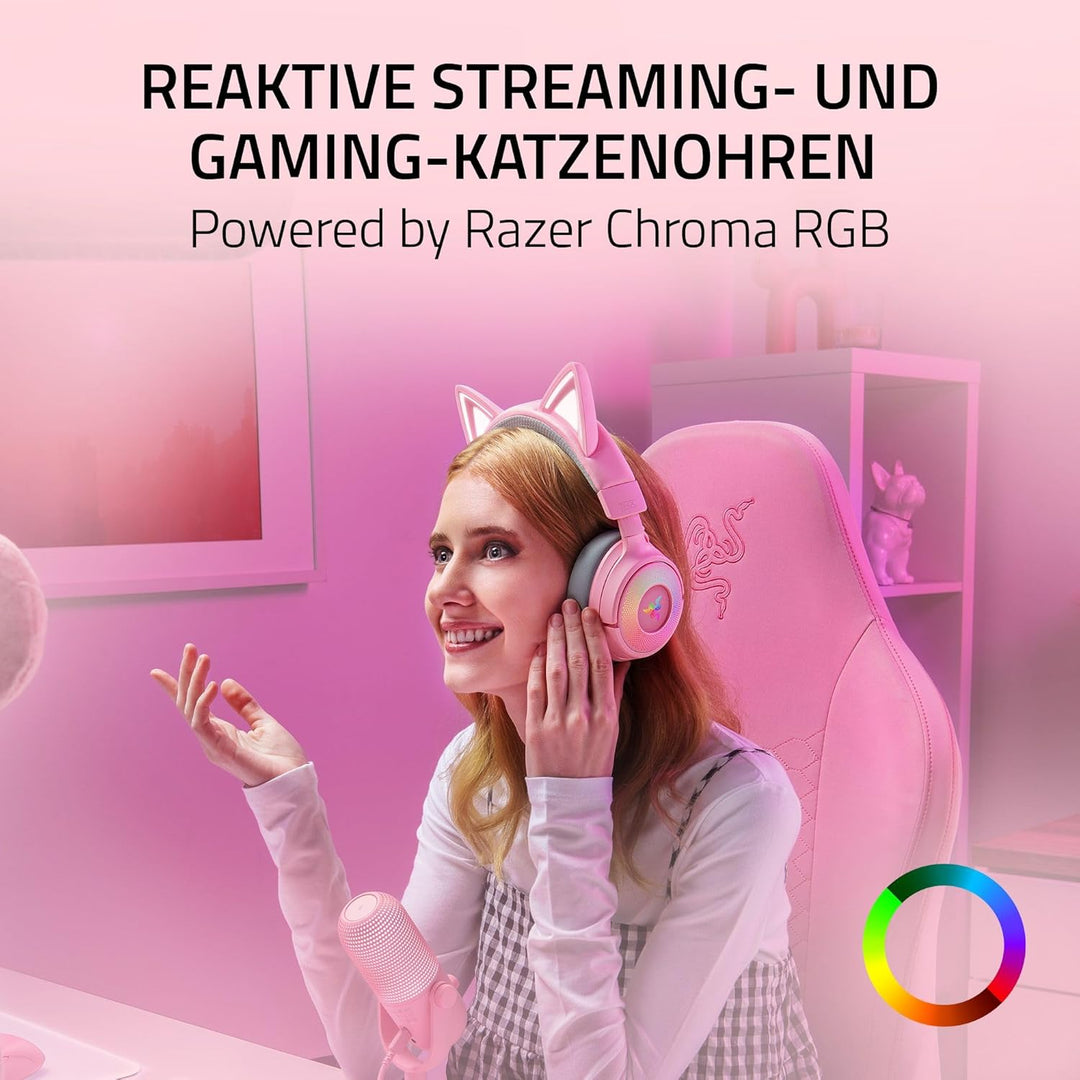 Razer Kraken Kitty V3 Pro - Kabelloses RGB-Kitty-Headset für Gaming - Reaktive Streaming-Katzenohren