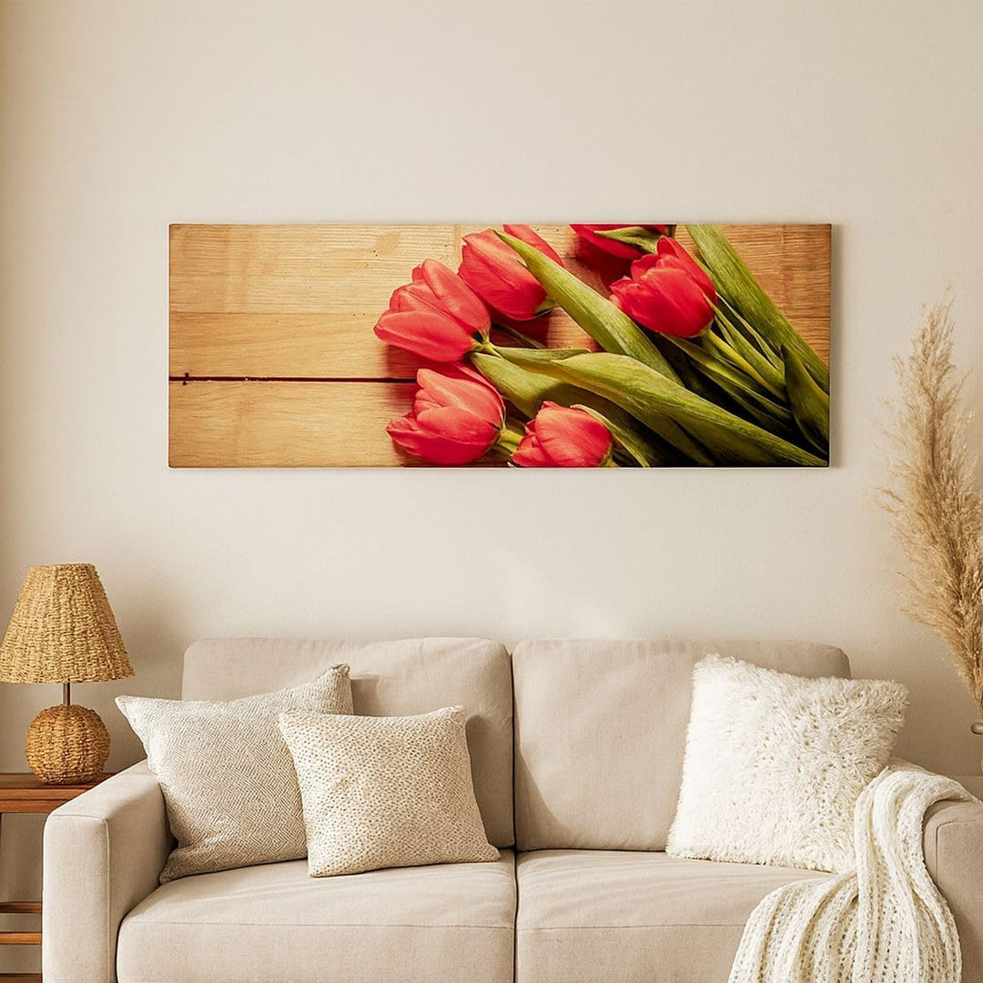 ARTTOR Wandbilder Dekoration Wohnzimmer Tulpen Blumenstrauss Sommer Garten Bilder auf Leinwand 120x5