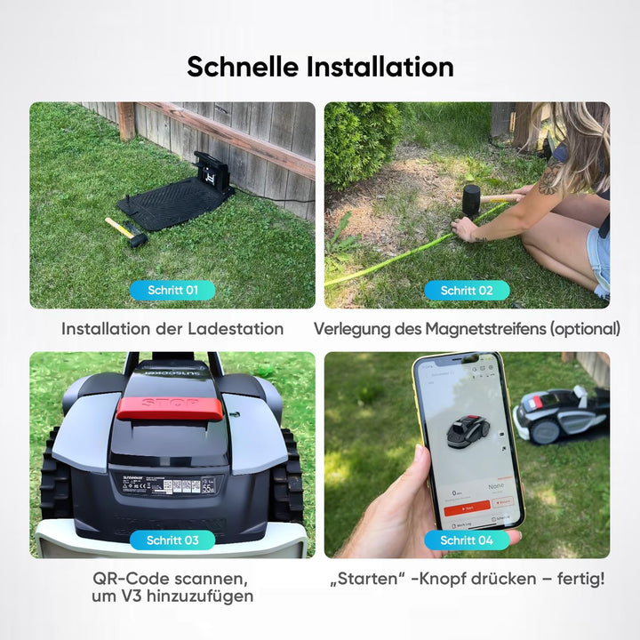 Sunseeker V3 Plus Mähroboter ohne Begrenzungskabel 1000 m², Vision AI Doppel-Auge, 42% Steigung, App
